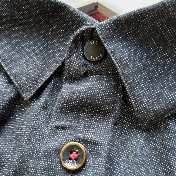 Ted Baker London Mens Long Sleeve Button Down Dress Shirt Denim Blue Sz 3 Medium - Picture 11 of 16